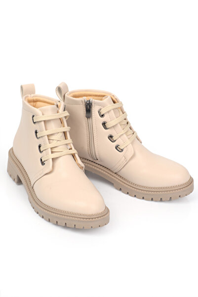 Capone Outfitters Μπροστινό κορδόνι, Πλαϊνό φερμουάρ, Κοντές γυναικείες μπότες Trak Sole