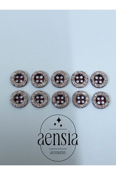 aensia White Stone PatterneD Claret ReD Polyester Shirt Button - 1.14 Cm, Pack of 10