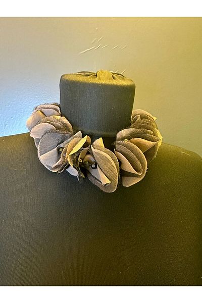 Gönülden Tasarım COLAR DE GOLĂ DE CĂMĂȘĂ CU FLORI 28 CM-120 CM MARO