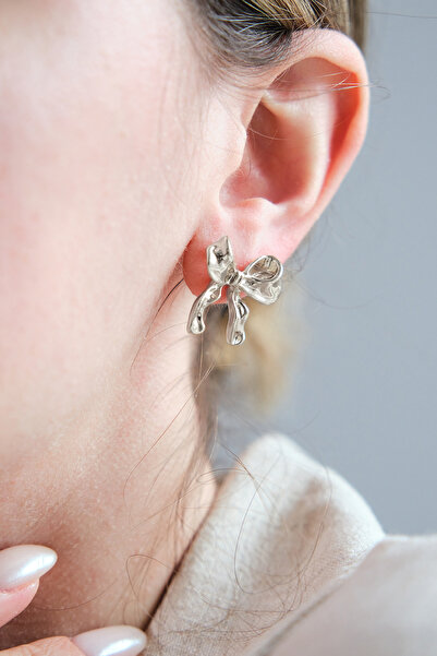 AURRARİ Gümüş Kaplama Minimal Fiyonk Küpe