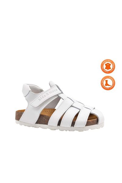 kids A more Lino Unisex Leather Kids Sandals White