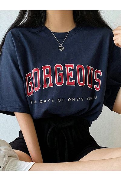 WNWGKN Tricou supradimensionat pentru femei, albastru bleumarin