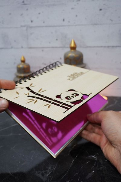 markcat دفتر الخطة الخشبي بتصميم الباندا - جدول زمني غير مؤرخ - مخطط أسبوعي (مخطط غير مؤقت) A5
