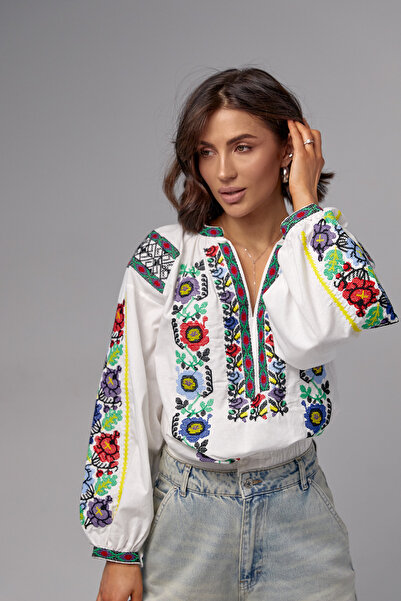 FEMELLE Γυναικεία Βαμβακερή Vintage Κεντητή Σταυροβελονιά