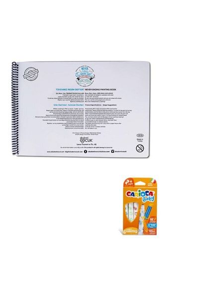Akademi Çocuk -Inexhaustible Drawing Book-1 Painter Cats- 25x35cm & Carioca 6 Piece Baby