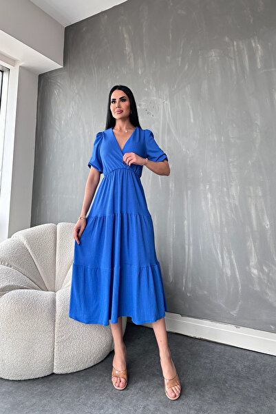 kamacibutik Крузований комір, однотонне літнє плаття