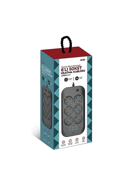 MATECHNO 6'Li Thermal Current Protected Socket 3X USB Input