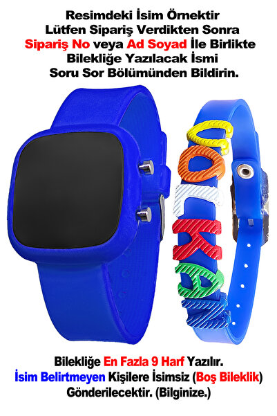 tutkanstore Dijital Çocuk Kol Saati İsme Özel Hediye Bileklik Kombine Laciver...