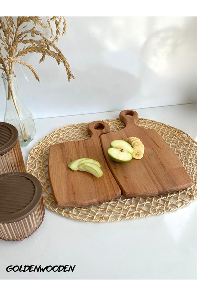 GOLDENWOODEN Doğal Ahşap Sunum Tabağı Geçme Ahşap Sunumluk(KAYIN/GÜRGEN)(BOY:...