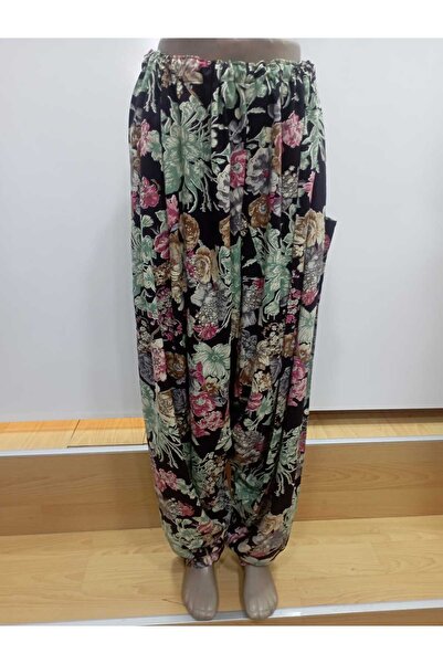 NUR TEKSTİL kadın karışık renk desenli battal  pamuklu viskon beli lastikl  t...