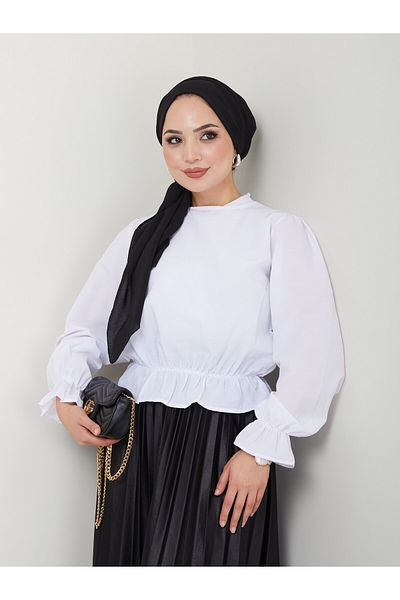 VOLT CLOTHİNG Geraffte Hijab-Bluse für Damen