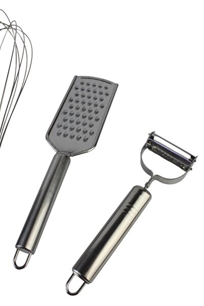 ALBETTO 5 Pieces Stainless Steel Kitchen Set Whisk, Grater, Pizza Cutter Spatula