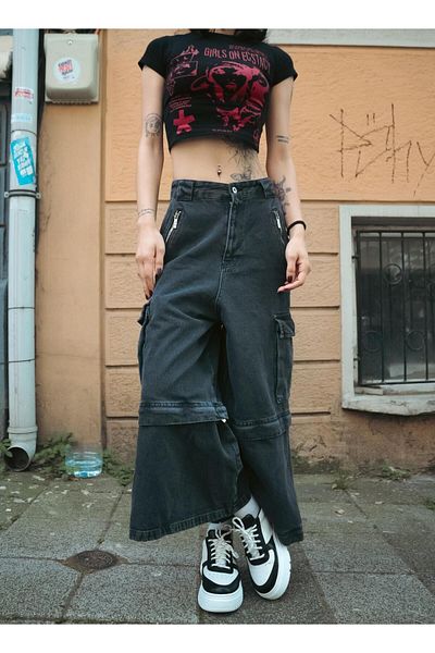 Toum Y2K STREETWEAR BLACK DETAIL PANTS