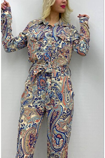 Mintaş viskon desenli tulum