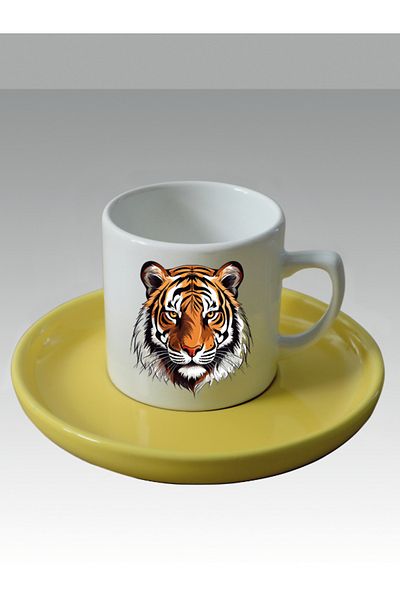 lili hediyelik Modern Tiger Printed Turkish Coffee Cup - Gift Coffee Cups Mug Cup