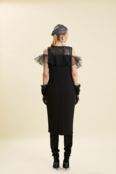 VERDA Off Shoulder Tulle and Sequin Detailed Evening Dress