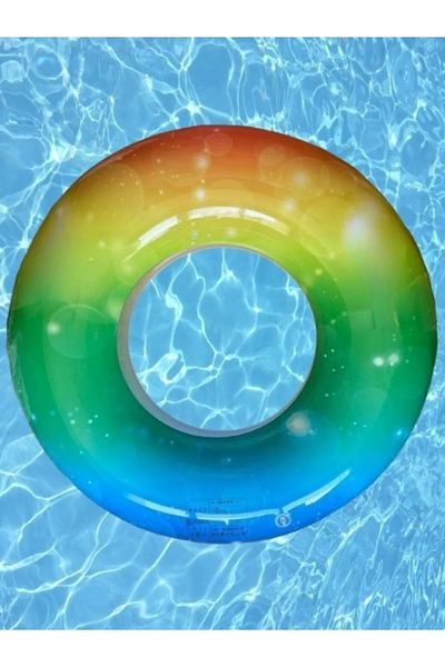 TUENGİ STORE Colorful Rainbow Bagel Inflatable Sea Pool Children's Ring 60 cm