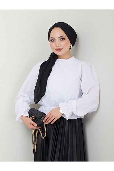 VOLT CLOTHİNG Geraffte Hijab-Bluse für Damen