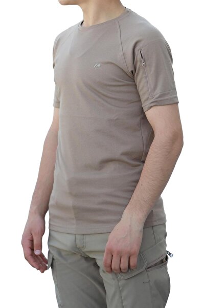 Silyon Askeri Giyim Beige Coloured AKN Crew Neck Short Sleeve Tactical T-Shirt