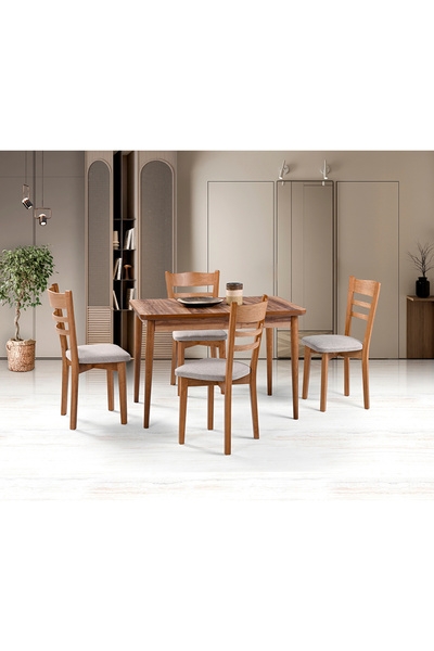 Mobilya Dükkanım Zen Ceviz Masa & Tepeli Sandalye Takımı HDR1266 - MD