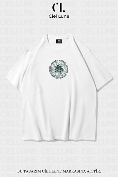NEVERMIND Tricou oversize unisex - Imprimat Valknut și Vegvisir, Design Special