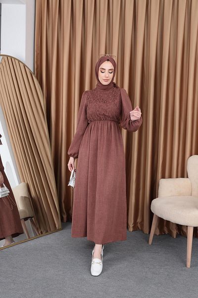 ENSA TESETTUR Lace Front Dress Brown
