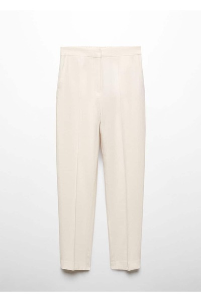 MANGO Woman Düz kesim kumaş pantolon
