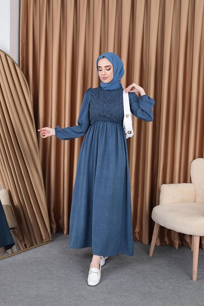 ENSA TESETTUR Lace Front Dress Blue