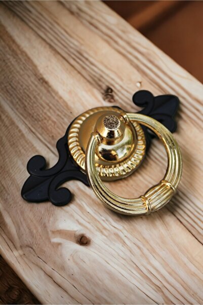 Dizaynhouse Halkalı Yaprak Model Dolap ve Çekmece Kulpu Şık Tasarım Siyah, Go...