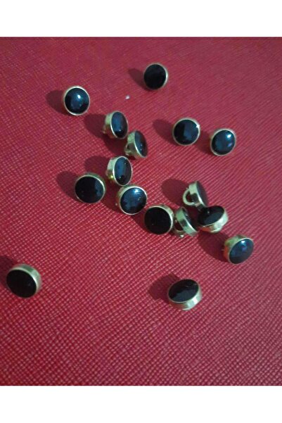 Beyna Black Enamel Yellow Metallized Button 1 cm 1 Pack 10 Pieces