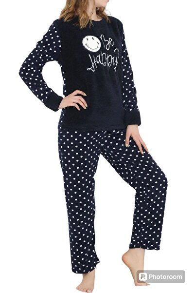 ysrozrgyim Polar Plush Set Navy Blue Polka Dot