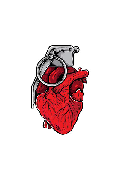 HMNL 13 x 8 cm El Bombası Kalp Sticker Motor Araba Kask Laptop Sticker