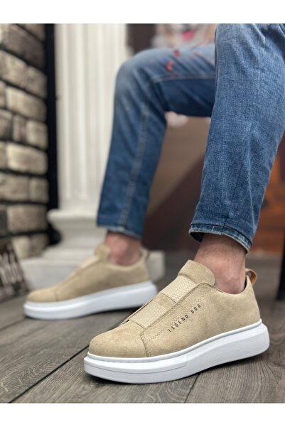 BOA BA0307 BOA Thick Suede High Sole Double Tape Cream Men's Shoes