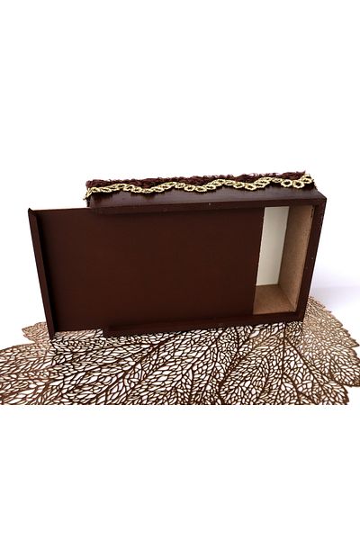 Fun Life Handmade Wooden Handkerchief Box with Lace Decoration - Brown