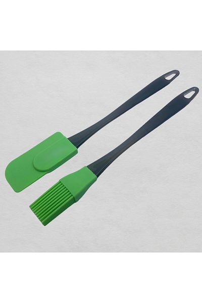 Dore Voir 2-Piece Egg Brush and Stripping Spatula with Silicone Tip Acrylic Handle - Light Green Color