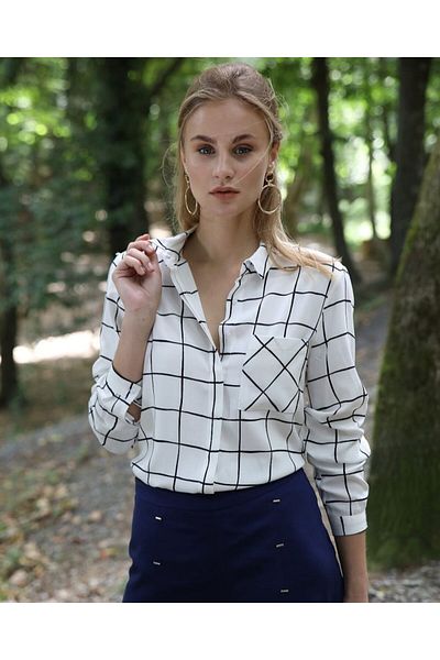 TUSSE Square Patterned Classic Viscose Large Size Shirt