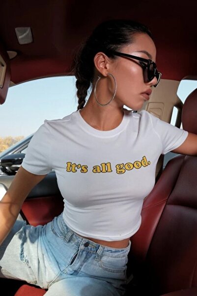 Revasser Ženska bela It's All Good Štampano uska Skraćeni kroj