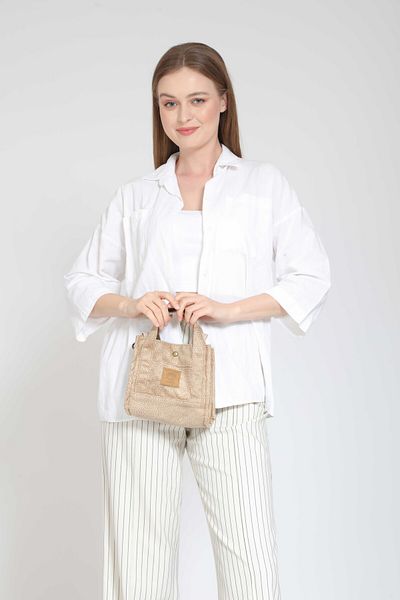 Street Bag Bera Woman - Geantă de umăr etnică boemă, dimensiune mică, culoare cafea cu lapte, cadou de călătorie zilnică