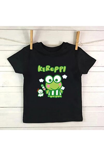 MECH BUTİK Μπλουζάκι Hkitty Keroppi με εμπριμέ μαύρο μπλουζάκι