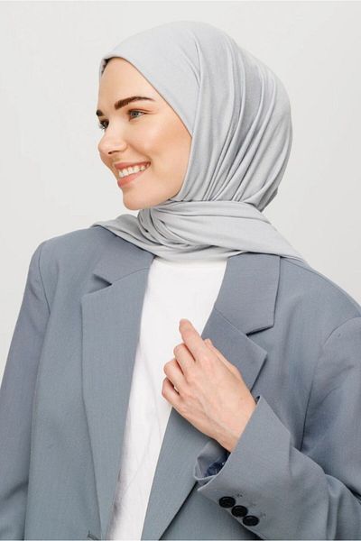 FRESCO SCARFS Hijab Hijab Χτενισμένο Βαμβακερό Σάλι Ασημί