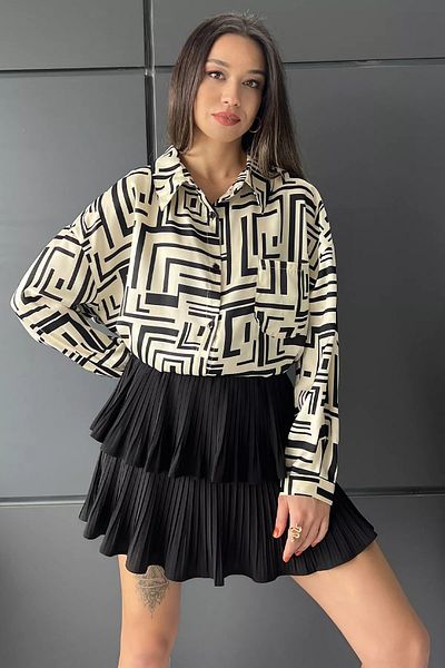 GÜLSELİ Πουκάμισο Oversize με κρεμ σχέδιο