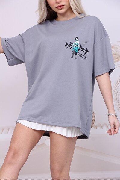 Kadın Oversize Sasuke Baskılı T-Shirt