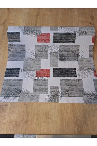 Başak Ev Tekstili 50cm x 500 cm Γκρι Κόκκινο Κάλυμμα Ράφι και Ντουλάπας - Αντιολισθητικό Κάλυμμα