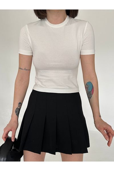 alenmoda Crew Neck Short Sleeve Basic Body