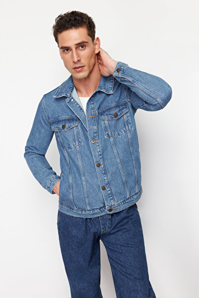 Trendyol Collection Μπλε μπουφάν κανονικής εφαρμογής TMNSS22CE0161