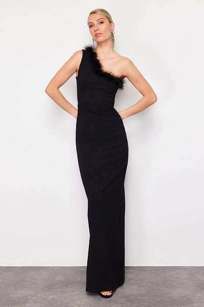Trendyol Collection Чорна довга вечірня сукня Otris Вечірня сукня TPRSS24AE00160