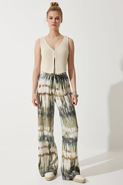 Happiness İstanbul Women's Khaki Silky Premium Palazzo Trousers UL00020