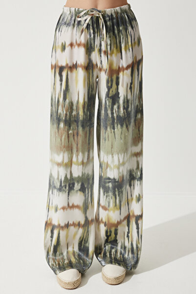 Happiness İstanbul Women's Khaki Silky Premium Palazzo Trousers UL00020