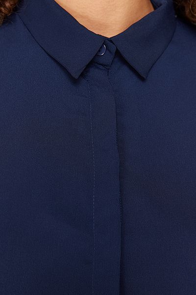 Trendyol Curve قميص شيفون أزرق كحلي مقاس كبير - كم طويل، أزرار - TBBAW23AX00004