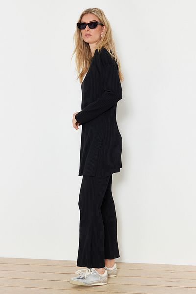 Trendyol Modest Πλεκτό σετ μαύρου μεγάλου μεγέθους - Σετ από κάτω με κορδόνι TCTSS24US00060
